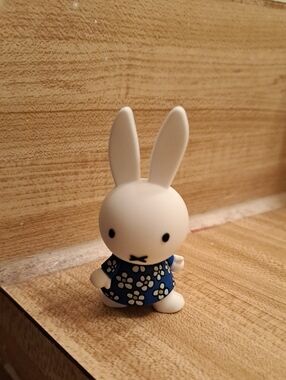 miffy White Bunny Figure with Blue Floral Dress